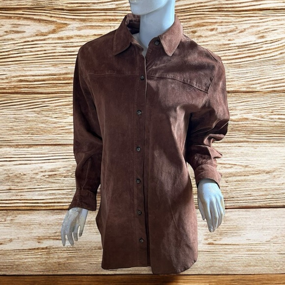 Charter Club leather suede boho chic bohemian long sleeve jacket M - Picture 1 of 6